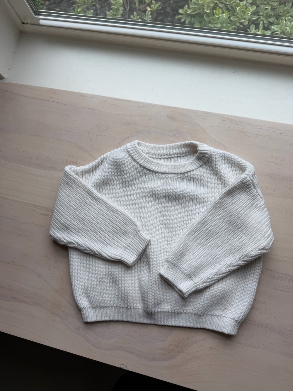 Cream Knit Crewneck Sweater